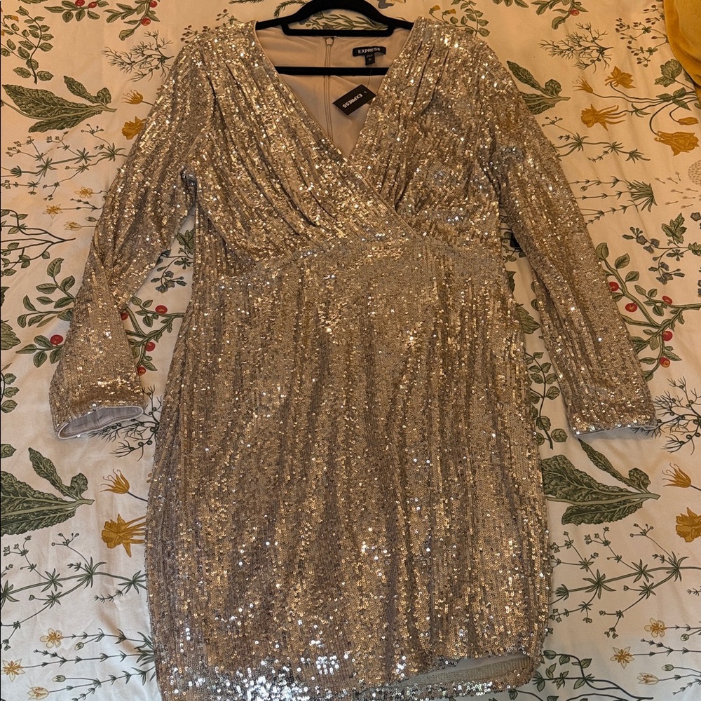 NWT EXPRESS Long Sleeve Sequin Dress - L